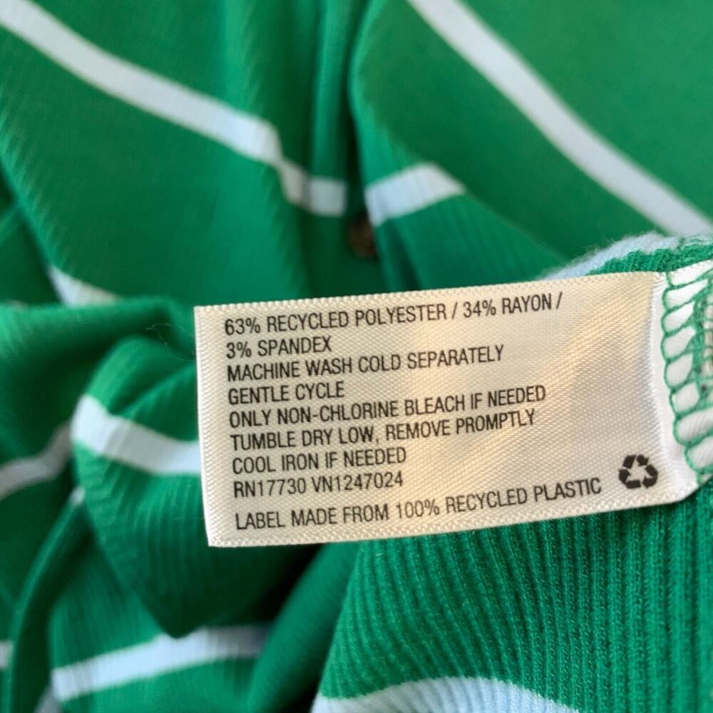 LA Ligne x Target Green White Stripe Ribbed Henley Bodysuit Womens 2X Preppy - Picture 10 of 11